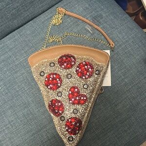 Betsey Johnson Glittery Pizza Slice Mini Bag